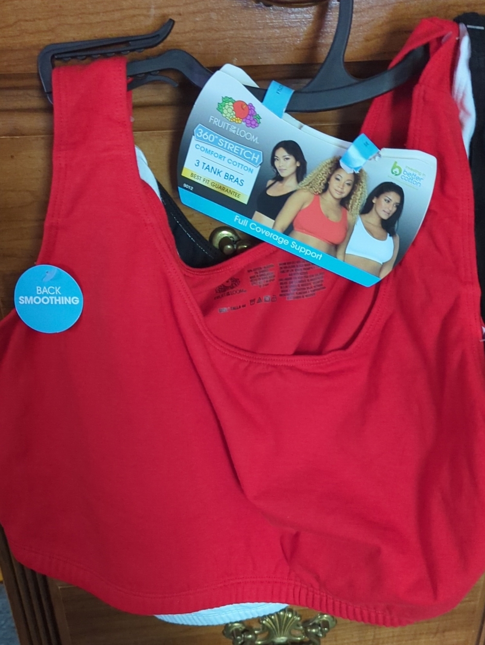 Fruit of Loom Women’s Red Comfort Cotton Tank Bra Full CovRedBlackWhite$10@3/$20